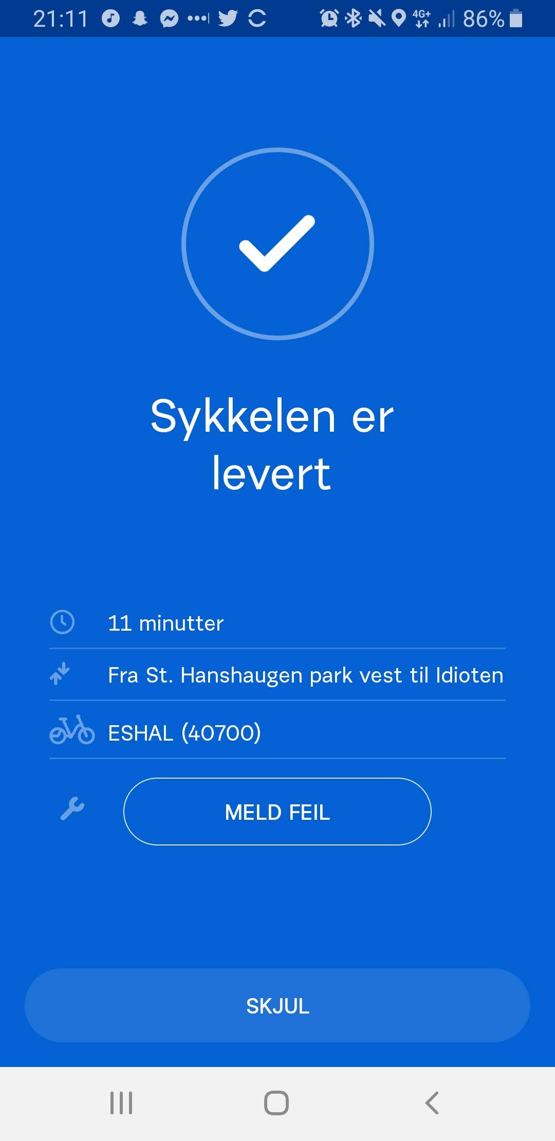 Bike delivered screen